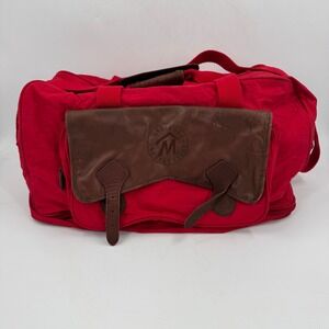 Marlboro Country Store Duffel Bag Mens Large Red Vintage Leather Trim Western